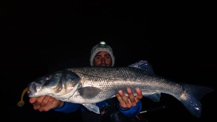 bar de 70cm pris de nuit et du bord par thomas gestin avec un slit shad