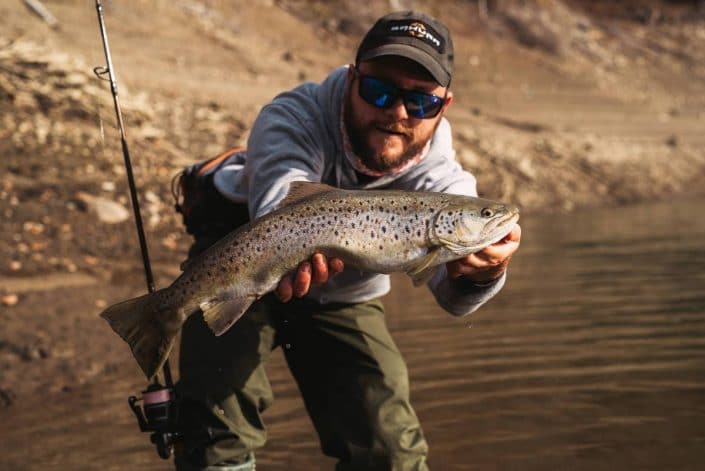 skoon test big brown trout from lokve lake in croatia caught by Robert Pljuscec of sakura fishing team